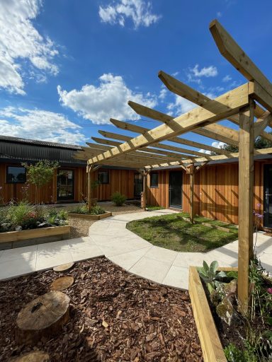 Outdoor Garden with Timber Frame and Complete Ground Renovation