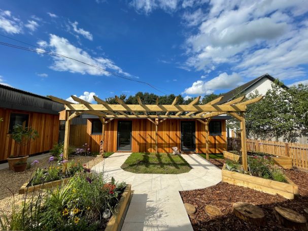 Outdoor Garden with Timber Frame and Complete Ground Renovation